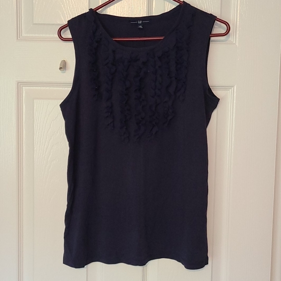 Gap navy ruffled, sleeveless t-shirt - Picture 1 of 5